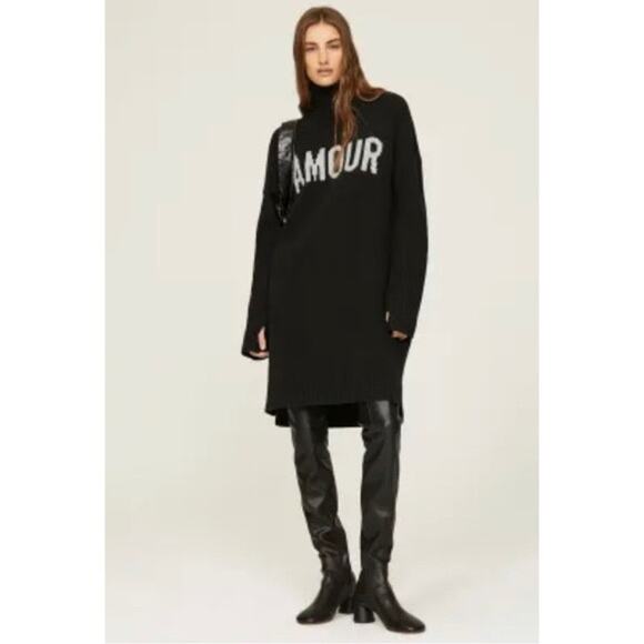 ZADIG & VOLTAIRE Black Amour Sweater Oversized Dress Size Medium - Picture 1 of 15